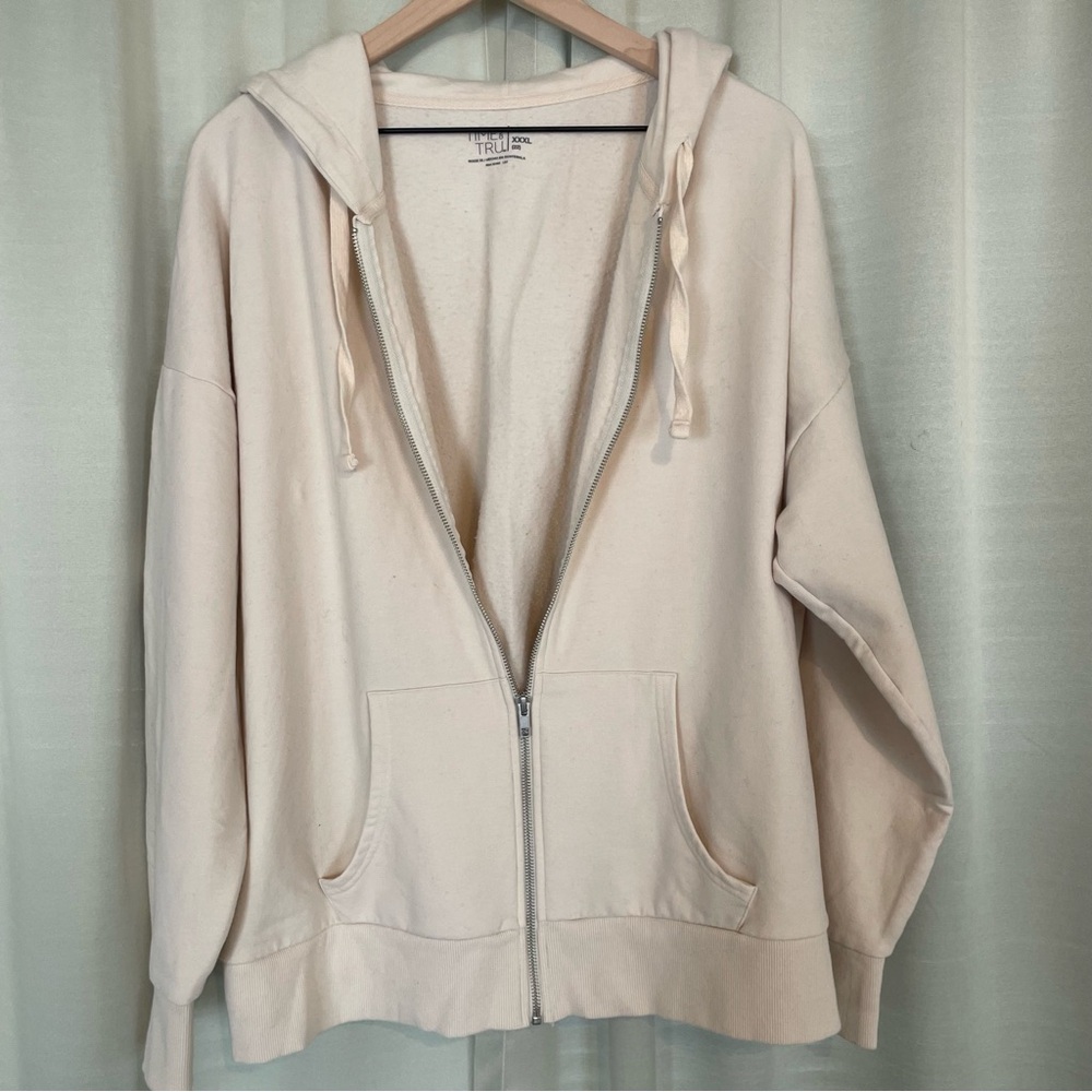 Time and Tru Cream Zip-Up Hoodie